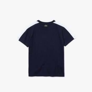 Lacoste SPORT Two-Tone T-shirt Dětské - Tričko Tmavě Blankyt Blankyt / Bílé | CZ-KRZ0N5